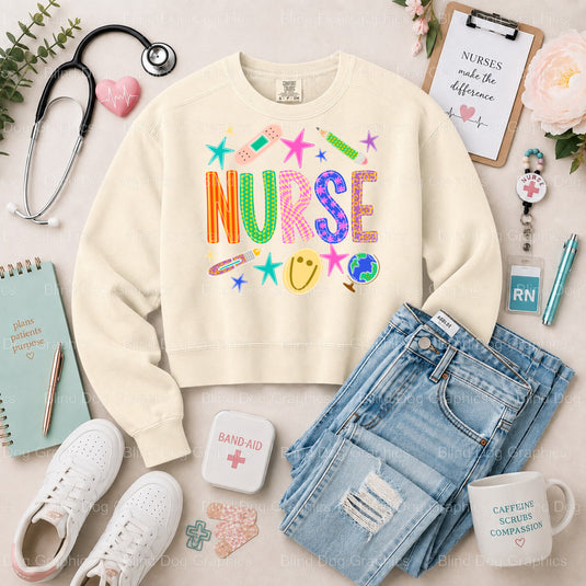 NURSE THE HEARTBEAT OF HEALTHCARE - Premade Nurse DTF Transfer (view 1 of 2) – by Blind Dog Graphics – Premade Transfers –...