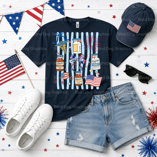 Nurse USA – Fourth Of July DTF Transfer (view 1 of 2) – by Blind Dog Graphics – Premade Transfers – Fourth Of July, Patriotic