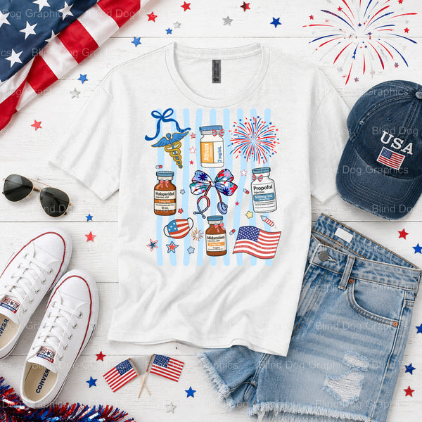 Nurse USA – Fourth Of July DTF Transfer (view 2 of 2) – by Blind Dog Graphics – Premade Transfers – Fourth Of July, Patriotic