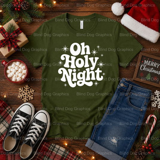 Oh Holy Night – Christmas Premade DTF Transfer (view 2 of 2) – by Blind Dog Graphics – Premade Transfers – Christmas, Holiday
