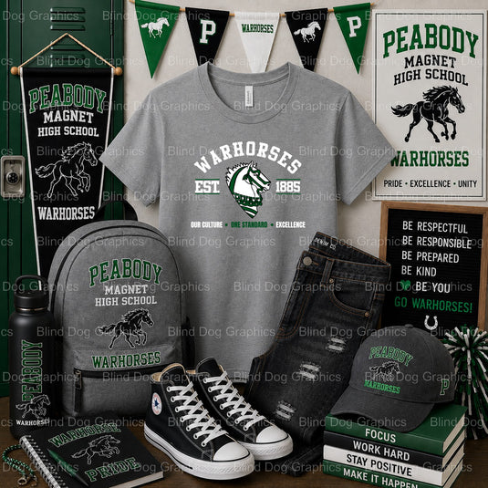 OUR CULTURE – Peabody Magnet High School P Lightning Bolt Premade DTF Transfer (view 2 of 2) – by Blind Dog Graphics – Pre...
