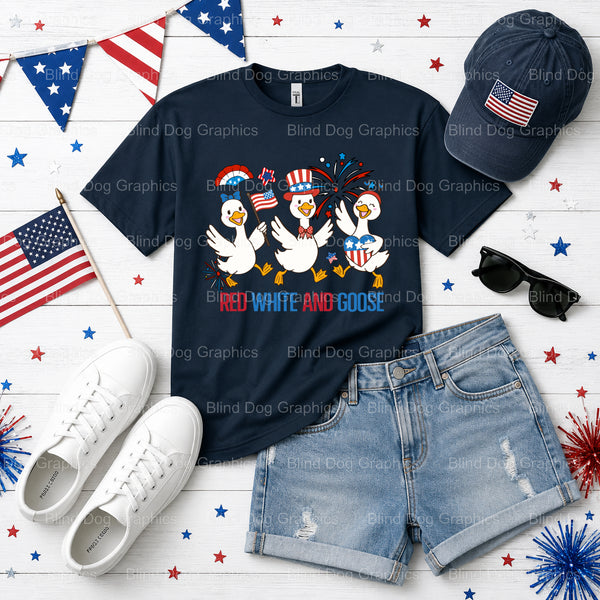 Patriotic Goose – Fourth Of July DTF Transfer (view 1 of 2) – by Blind Dog Graphics – Premade Transfers – Fourth Of July,...