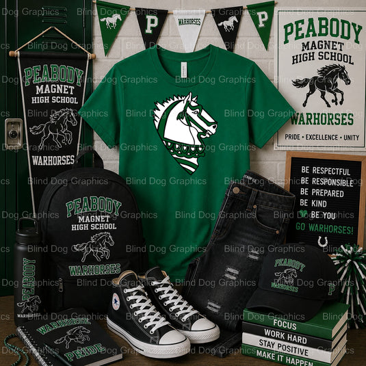 Peabody WARHORSES SINCE 1894 Distressed Horse – Peabody Magnet High School Premade DTF Transfer (view 1 of 2) – by Blind D...