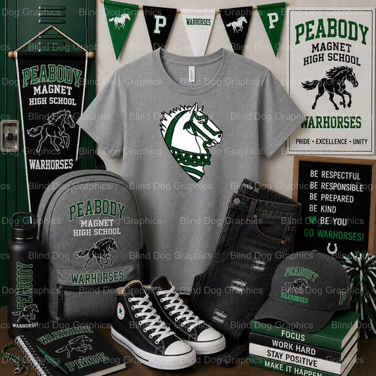 Peabody WARHORSES SINCE 1894 Distressed Horse – Peabody Magnet High School Premade DTF Transfer (view 2 of 2) – by Blind D...