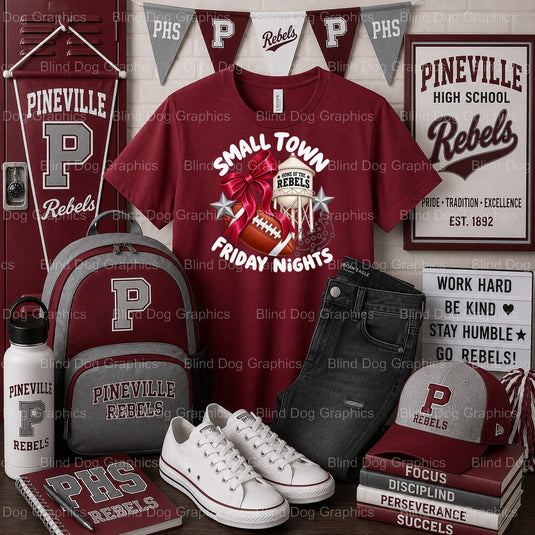 PHS Friday Night Football – Pineville High School Premade DTF Transfer (view 1 of 2) – by Blind Dog Graphics – Premade Tra...