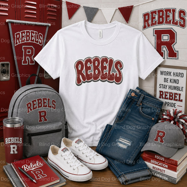 PHS REBELS – Pineville High School Premade DTF Transfer (view 2 of 2) – by Blind Dog Graphics – Premade Transfers – Pinevi...