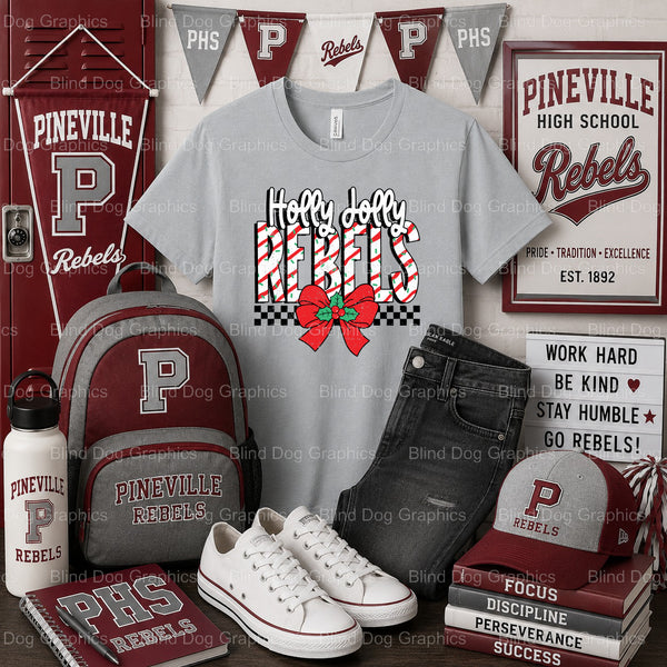 Pineville High School REBELS Emblem – Pineville High School Premade DTF Transfer (view 2 of 2) – by Blind Dog Graphics – P...