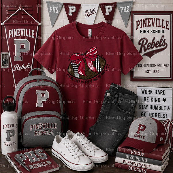 PINEVILLE HIGH SCHOOL REBELS FOOTBALL Helmet – Pineville High School Premade DTF Transfer (view 1 of 2) – by Blind Dog Gra...
