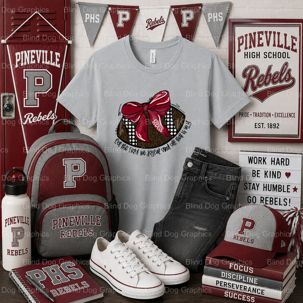 PINEVILLE HIGH SCHOOL REBELS FOOTBALL Helmet – Pineville High School Premade DTF Transfer (view 2 of 2) – by Blind Dog Gra...