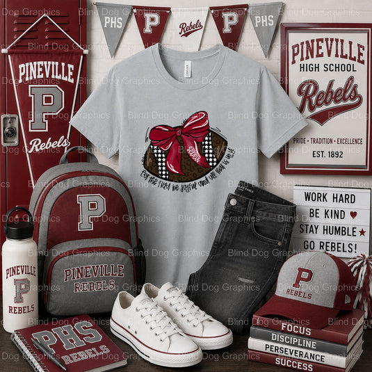 PINEVILLE HIGH SCHOOL REBELS FOOTBALL Helmet – Pineville High School Premade DTF Transfer (view 2 of 2) – by Blind Dog Gra...
