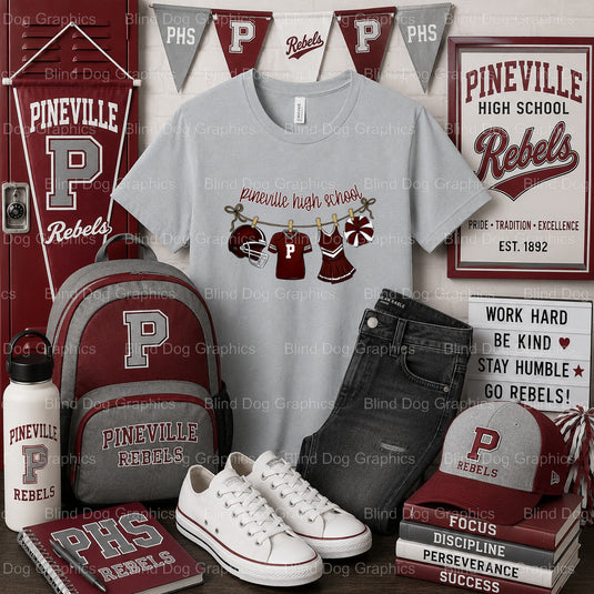 Pineville HS PANTHERS FOOTBALL – Pineville High School Premade DTF Transfer (view 2 of 2) – by Blind Dog Graphics – Premad...