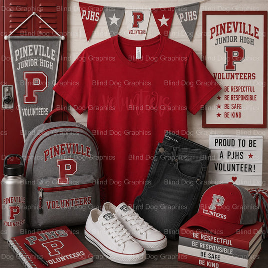 PINEVILLE JR HIGH EAGLES VOLUNTEERS – Pineville Junior High Premade DTF Transfer (view 2 of 2) – by Blind Dog Graphics – P...