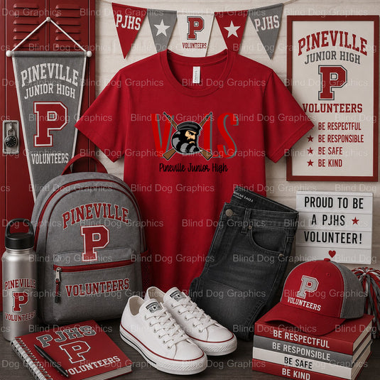 PINEVILLE JUNIOR HIGH VOLS V Paw Print – Pineville Junior High Premade DTF Transfer (view 1 of 2) – by Blind Dog Graphics...