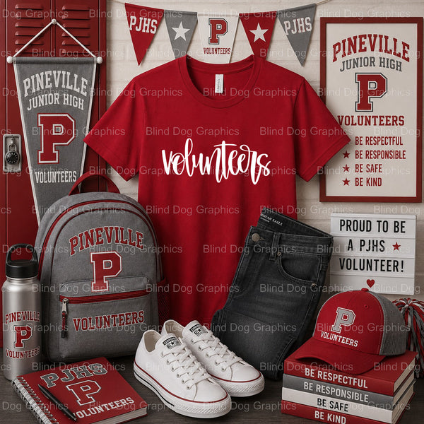 PINEVILLE JUNIOR HIGH VOLUNTEERS Helping Hand For Our School – Pineville Junior High Premade DTF Transfer (view 2 of 2) –...