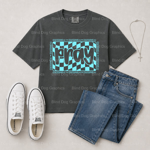 PRAY – Christian Premade DTF Transfer (view 1 of 2) – by Blind Dog Graphics – Premade Transfers – Christian, Faith