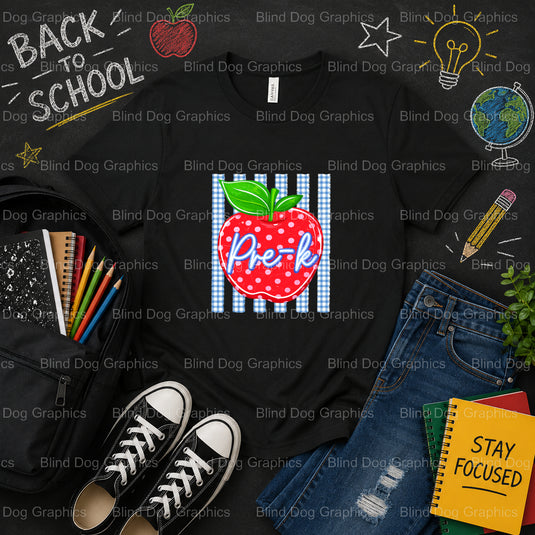 PreK – School Premade DTF Transfer (view 1 of 2) – by Blind Dog Graphics – Premade Transfers – School DTF Transfers, Educa...