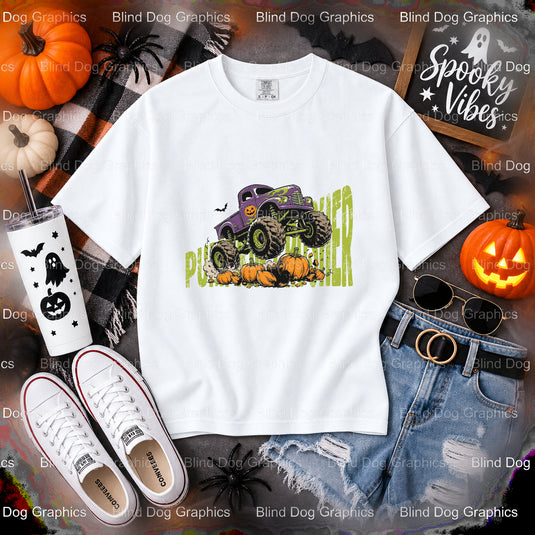 Pumpkin Crusher – Halloween Premade DTF Transfer (view 2 of 2) – by Blind Dog Graphics – Premade Transfers – Halloween, DT...