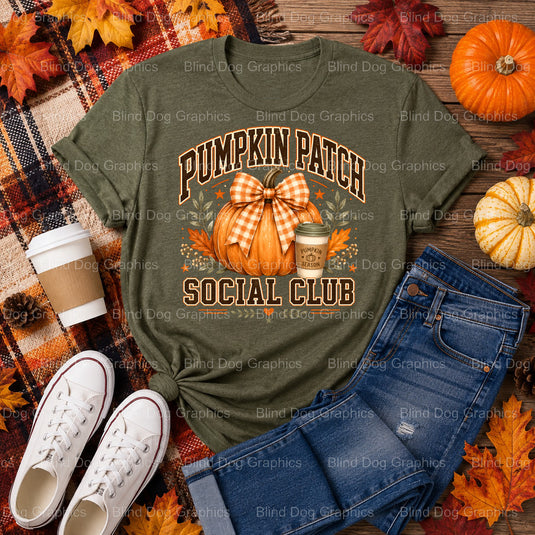 Pumpkin Patch Social Club – Fall Premade DTF Transfer (view 2 of 2) – by Blind Dog Graphics – Premade Transfers – Fall, Th...
