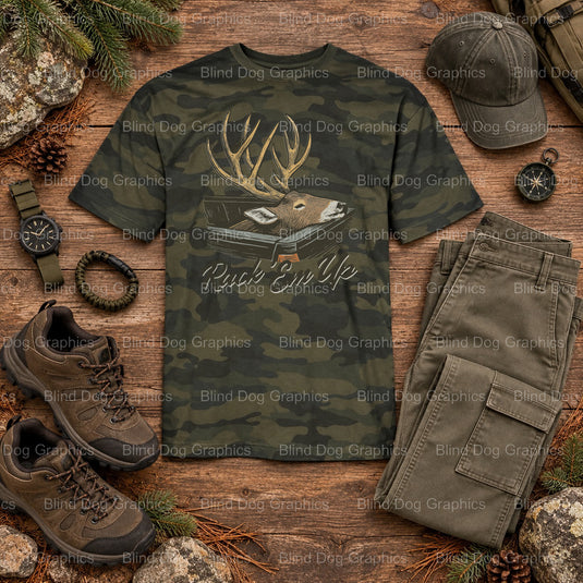 RACK 'EM UP Deer Hunting Season - Hunting DTF Transfer (view 1 of 2) – by Blind Dog Graphics – Premade Transfers – Hunting...