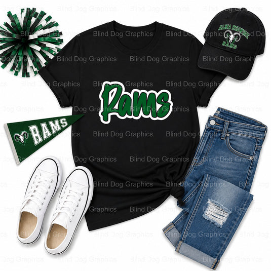 RAMS ALMA REDWINE ELEMENTARY – Alma Redwine Elementary Premade DTF Transfer (view 2 of 2) – by Blind Dog Graphics – Premad...