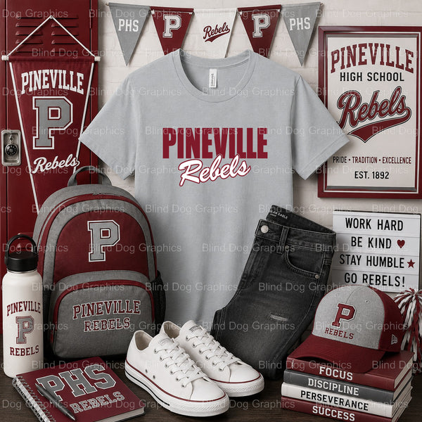 REBELS Pineville High School Rebel Silhouette Premade DTF Transfer (view 2 of 2) – by Blind Dog Graphics – Premade Transfe...