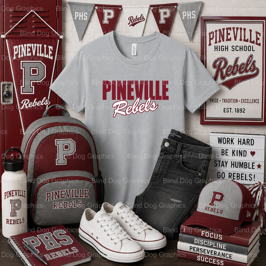 REBELS Pineville High School Rebel Silhouette Premade DTF Transfer (view 2 of 2) – by Blind Dog Graphics – Premade Transfe...