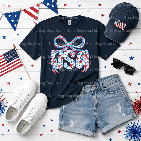 RED WHITE & BLUE – Fourth Of July DTF Transfer (view 1 of 2) – by Blind Dog Graphics – Premade Transfers – Fourth Of July,...