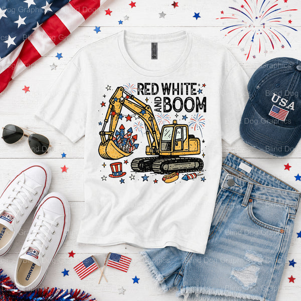 RED WHITE & BOOM – Fourth Of July DTF Transfer (view 1 of 2) – by Blind Dog Graphics – Premade Transfers – Fourth Of July,...