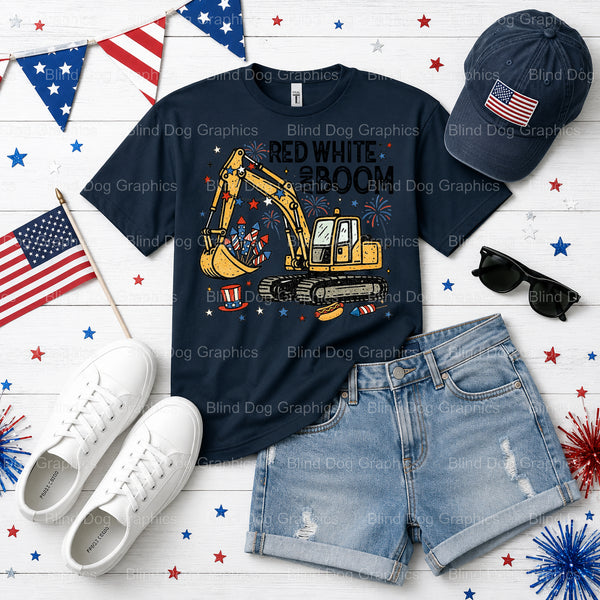 RED WHITE & BOOM – Fourth Of July DTF Transfer (view 2 of 2) – by Blind Dog Graphics – Premade Transfers – Fourth Of July,...
