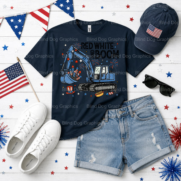 RED WHITE & BOOM – Fourth Of July DTF Transfer (view 2 of 2) – by Blind Dog Graphics – Premade Transfers – Fourth Of July,...