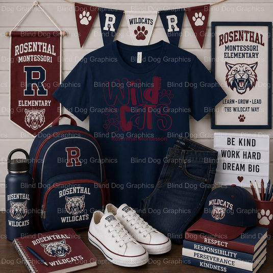 ROSENTHAL MONTESSORI ELEMENTARY Wildcats EST. 1928 – Rosenthal Montessori Elementary Premade DTF Transfer (view 2 of 2) –...