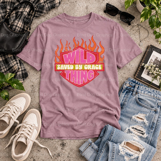 Saved By Grace – Christian Premade DTF Transfer (view 2 of 2) – by Blind Dog Graphics – Premade Transfers – Christian, Faith