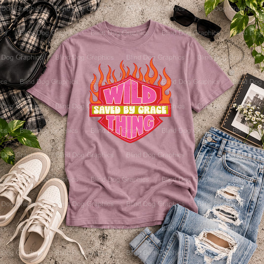 Saved By Grace – Christian Premade DTF Transfer (view 2 of 2) – by Blind Dog Graphics – Premade Transfers – Christian, Faith