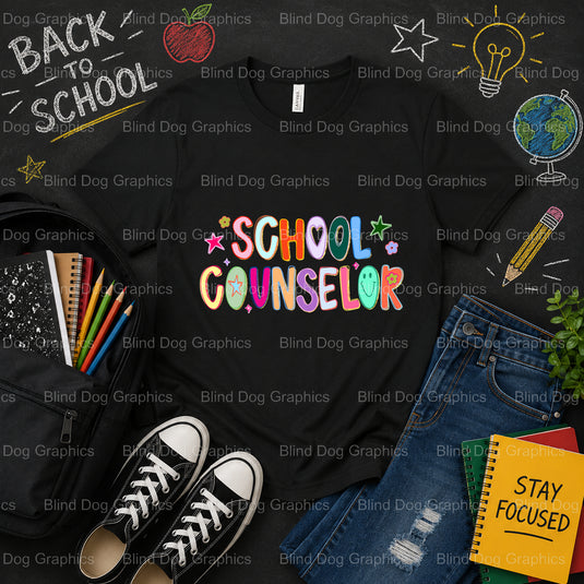 School Counselor – School Premade DTF Transfer (view 1 of 2) – by Blind Dog Graphics – Premade Transfers – School DTF Tran...