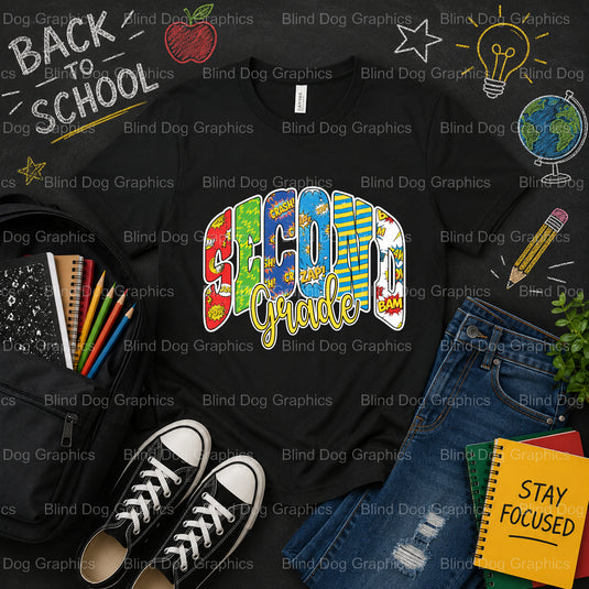 SECOND GRADE BOY – School Premade DTF Transfer (view 1 of 2) – by Blind Dog Graphics – Premade Transfers – School DTF Tran...