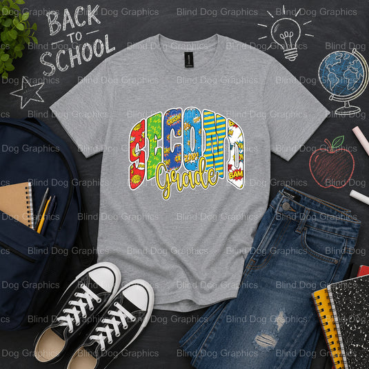 SECOND GRADE BOY – School Premade DTF Transfer (view 2 of 2) – by Blind Dog Graphics – Premade Transfers – School DTF Tran...