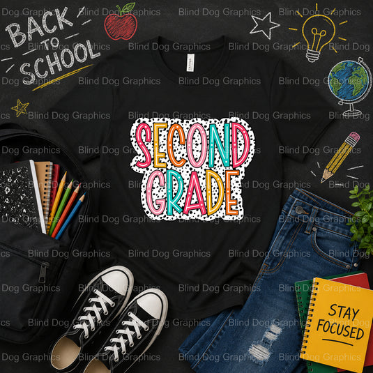 Second Grade – School Premade DTF Transfer (view 1 of 2) – by Blind Dog Graphics – Premade Transfers – School DTF Transfer...