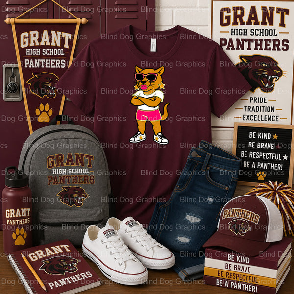 SENIOR 2024 GRANT HIGH SCHOOL Cougar Design – Grant High School Premade DTF Transfer (view 1 of 2) – by Blind Dog Graphics...