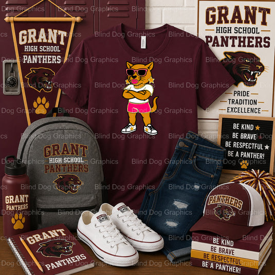 SENIOR 2024 GRANT HIGH SCHOOL Cougar Design – Grant High School Premade DTF Transfer (view 1 of 2) – by Blind Dog Graphics...