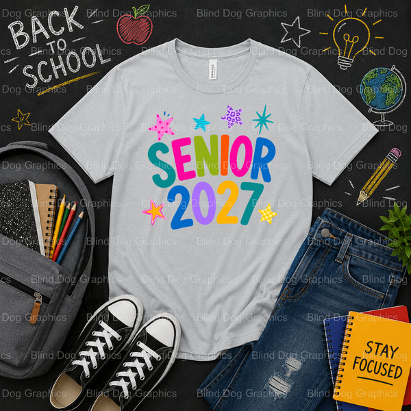 SENIOR 2027 – School Premade DTF Transfer (view 2 of 2) – by Blind Dog Graphics – Premade Transfers – School DTF Transfers...