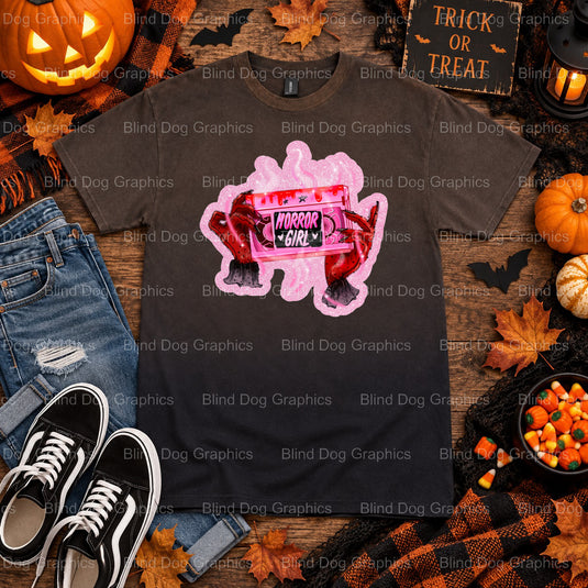 Smiling Ghost with Pumpkin – Halloween Premade DTF Transfer (view 2 of 2) – by Blind Dog Graphics – Premade Transfers – Ha...
