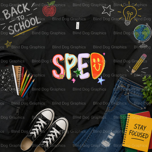 SPED Squad – School Premade DTF Transfer (view 1 of 2) – by Blind Dog Graphics – Premade Transfers – School DTF Transfers,...