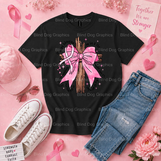 Stronger Than Cancer - Pink Ribbon Breast Cancer Awareness Premade DTF Transfer (view 2 of 3) – by Blind Dog Graphics – Pr...