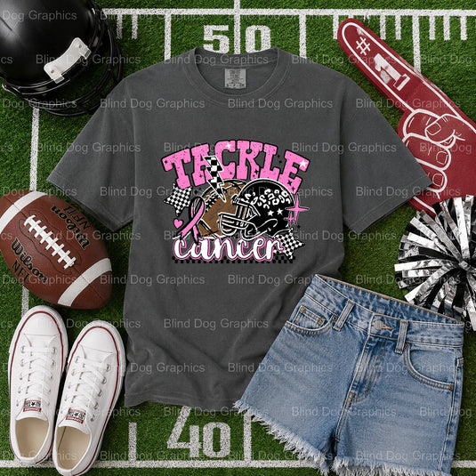 TACKLE CANCER FOOTBALL – Football Premade DTF Transfer (view 1 of 2) – by Blind Dog Graphics – Premade Transfers – Footbal...
