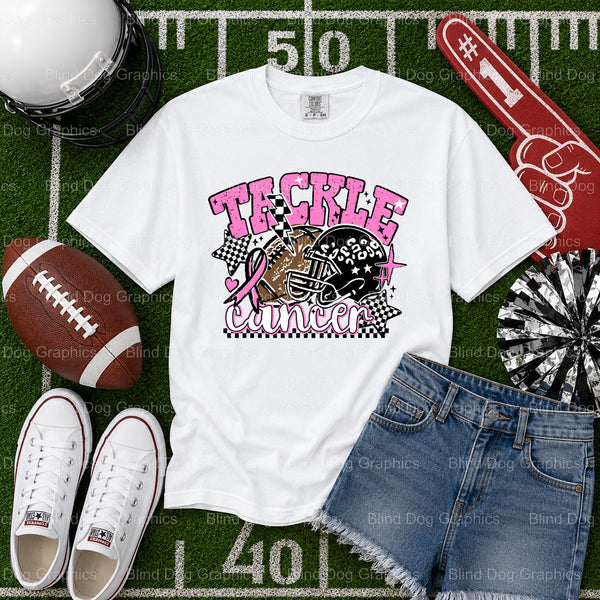 TACKLE CANCER FOOTBALL – Football Premade DTF Transfer (view 2 of 2) – by Blind Dog Graphics – Premade Transfers – Footbal...