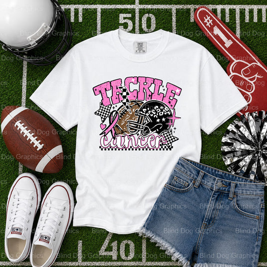 TACKLE CANCER FOOTBALL – Football Premade DTF Transfer (view 2 of 2) – by Blind Dog Graphics – Premade Transfers – Footbal...