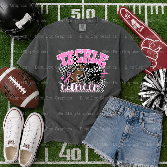 TACKLE CANCER – Football Premade DTF Transfer (view 1 of 2) – by Blind Dog Graphics – Premade Transfers – Football, Sports