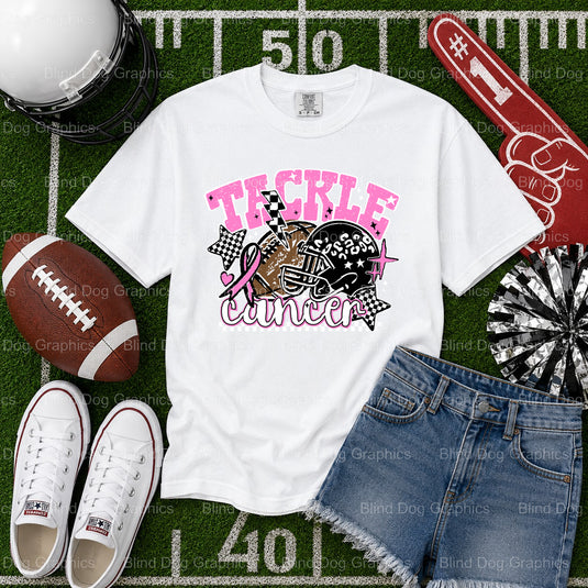 TACKLE CANCER – Football Premade DTF Transfer (view 2 of 2) – by Blind Dog Graphics – Premade Transfers – Football, Sports
