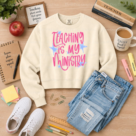 Teaching is my Ministry - Teacher DTF Transfer - Premade DTF Transfer (view 1 of 2) – by Blind Dog Graphics – Premade Tran...
