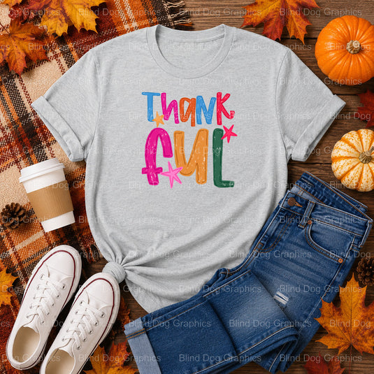 THANKFUL – Thanksgiving Premade DTF Transfer (view 1 of 2) – by Blind Dog Graphics – Premade Transfers – Fall, Thanksgiving